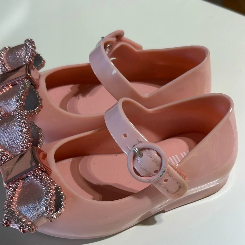 Mini Melissa Sweet Love | Sparkly Pink Dress Shoes with Bow | toddler 5